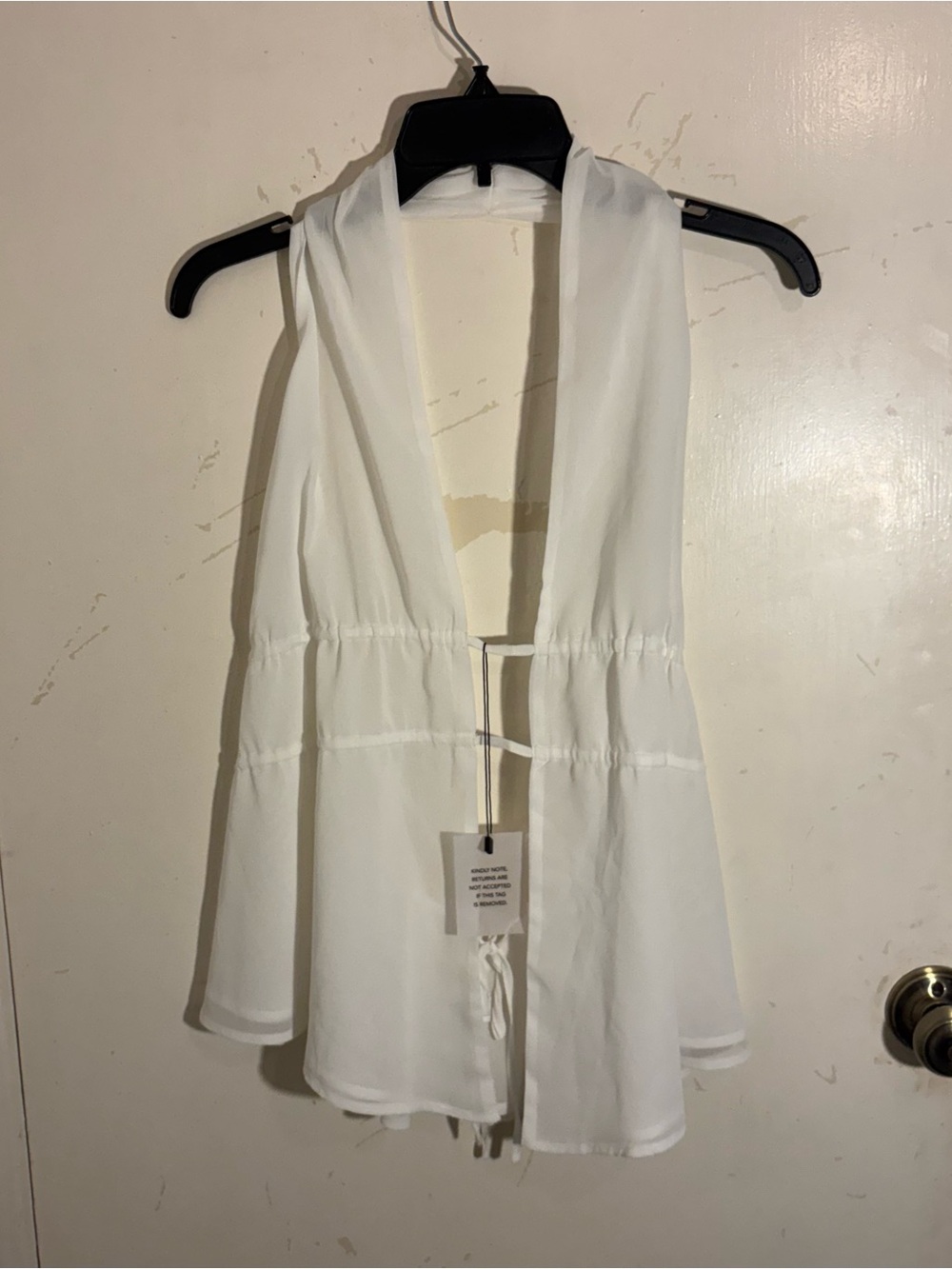 NWT Superdown White Halter Top with Cutouts and Ties